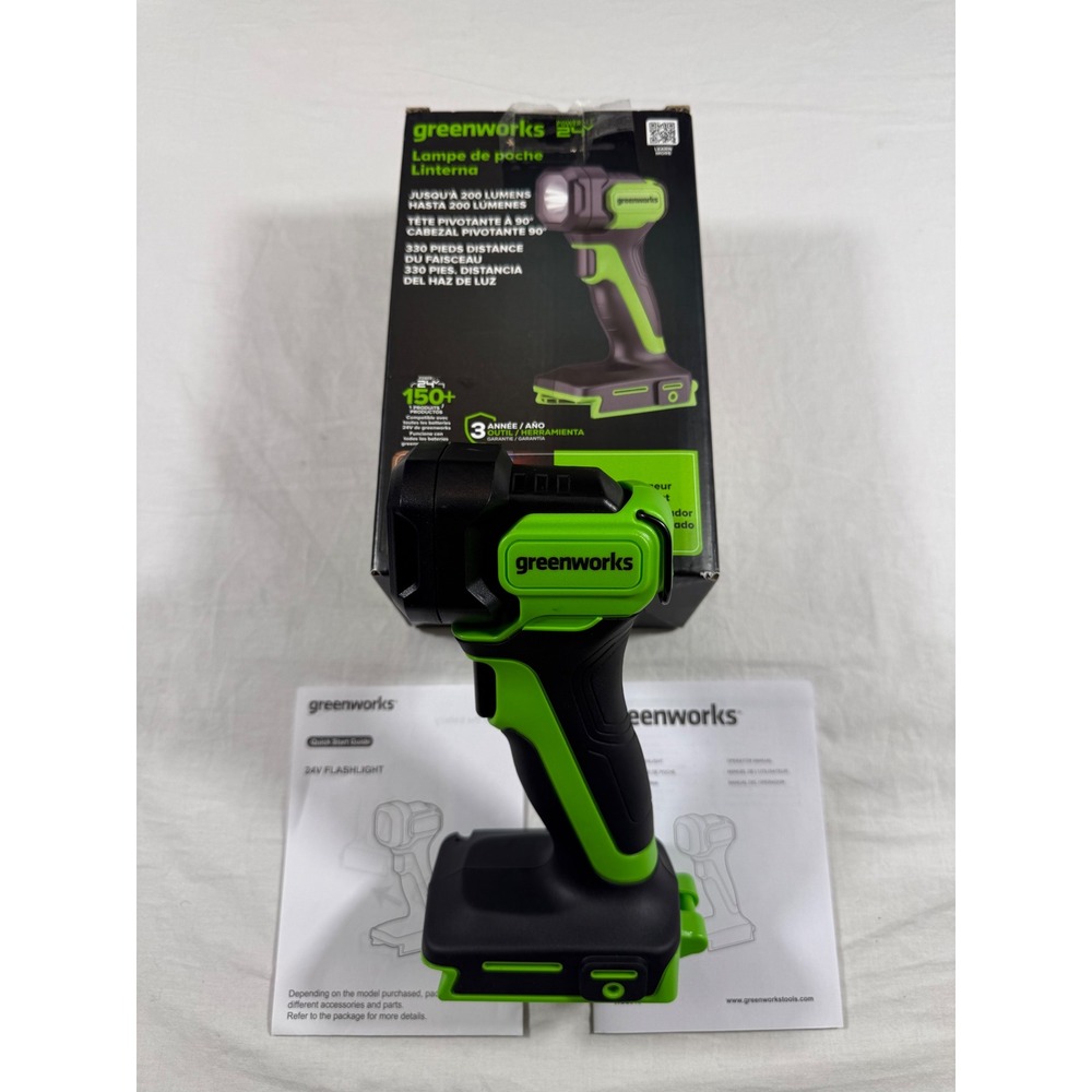 Greenworks Flashlight 24V LED WLG910 Green 90 Degree Pivoting Head NEW/OPEN BOX